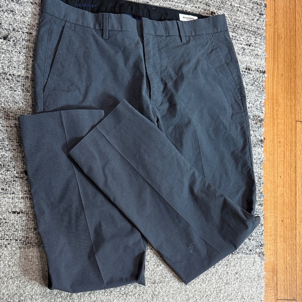 Bonobos Dark blue Checkered Dress Thursday Pants 34x30